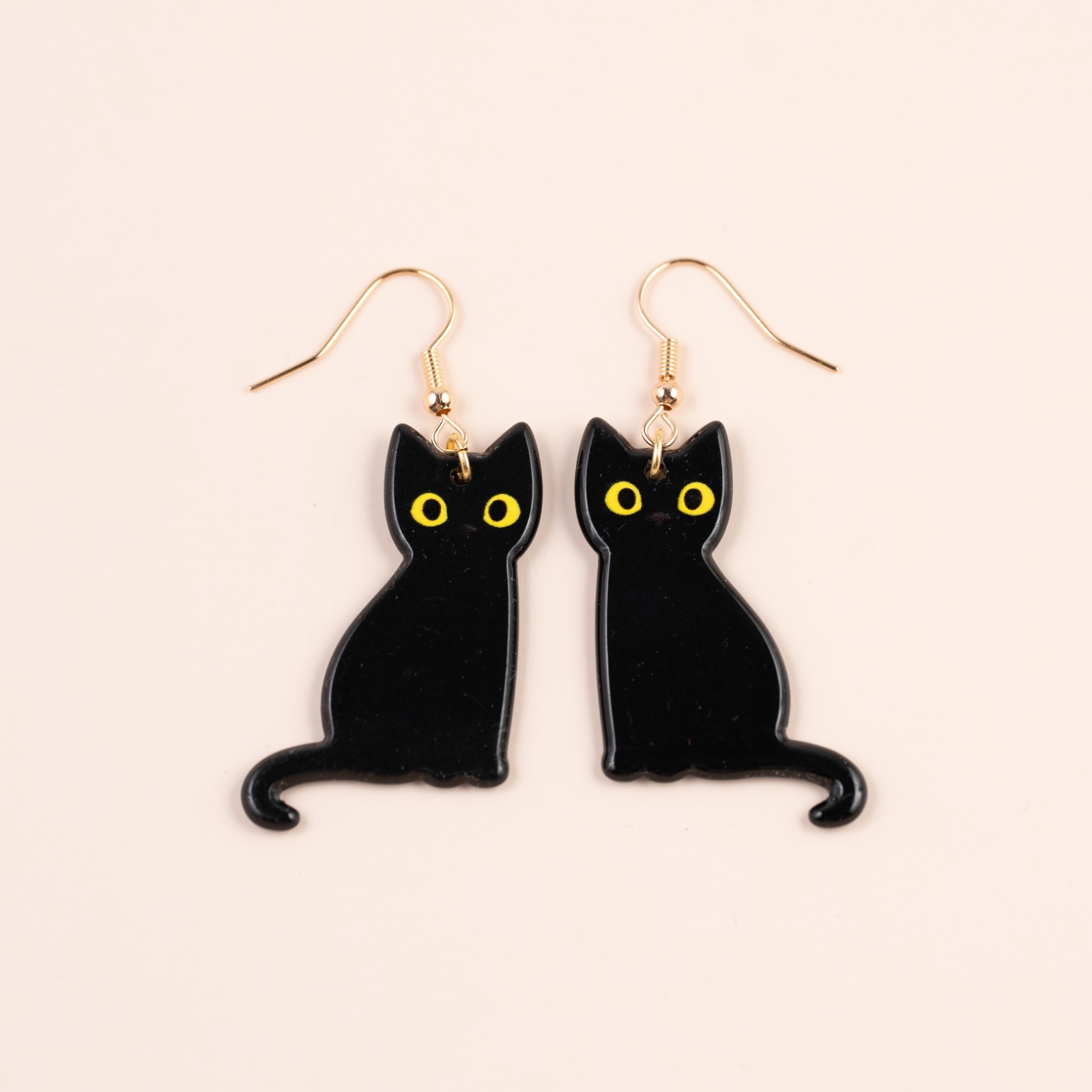 Cute Black Cat Kitty Halloween Costume Hook Dangle Drop Earrings Gift