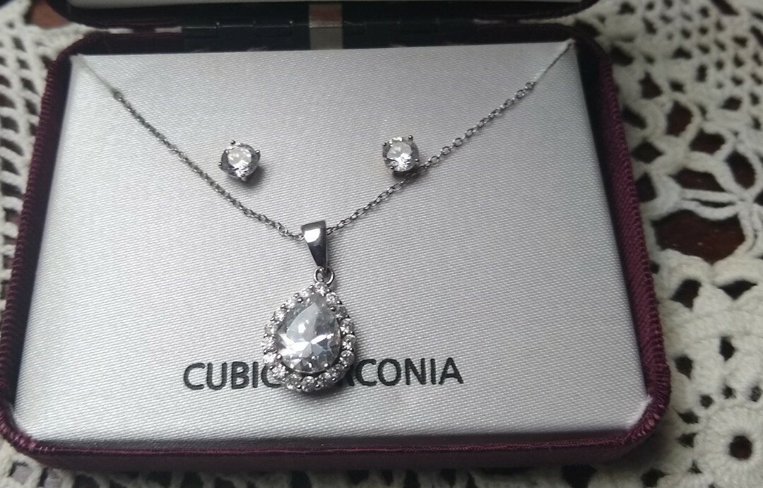ATI Sterling Silver Cubic Zirconia Necklace & Earring Set