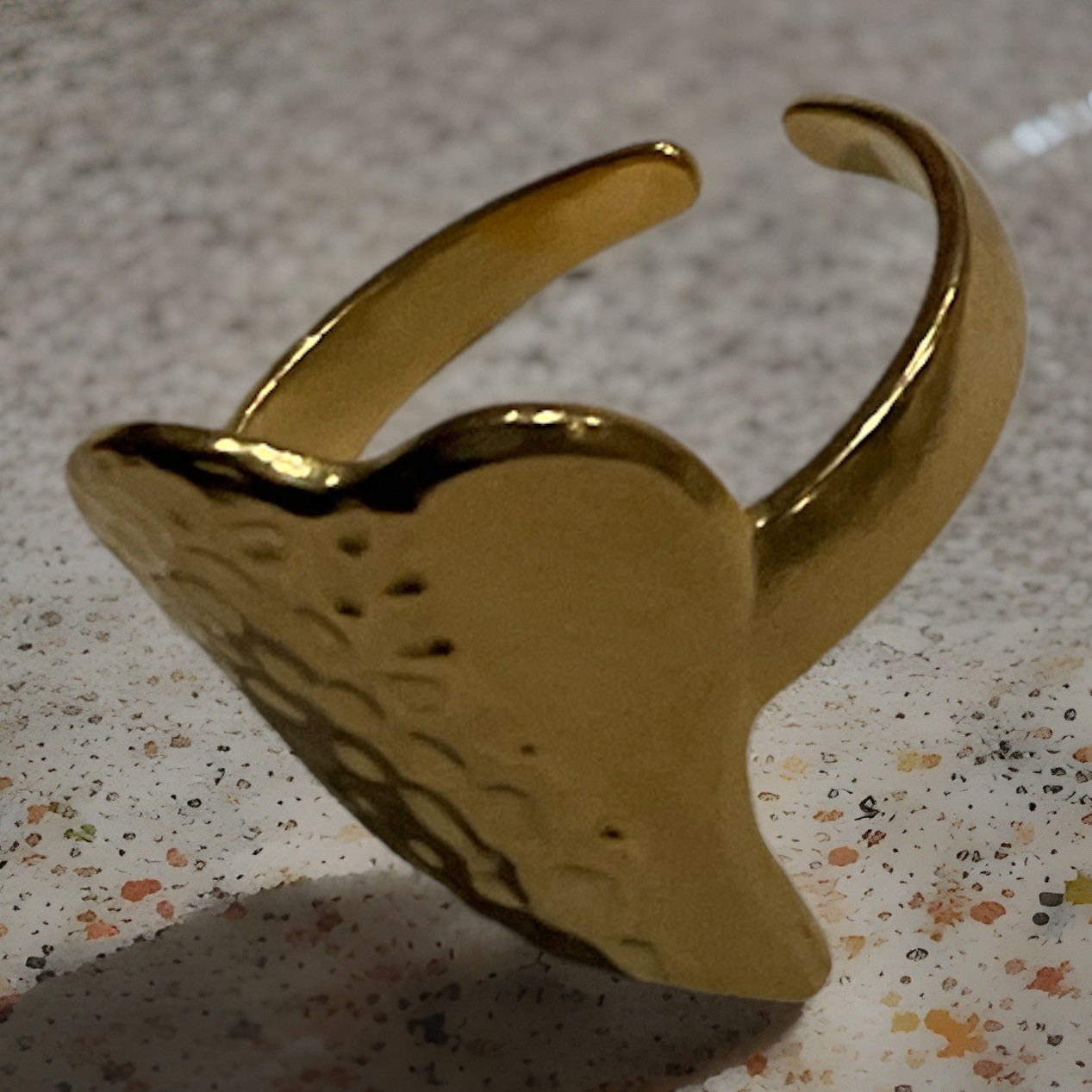 Gold Tone Adjustable Wrap Band Statement Ring Textured Face No Stone Size 8