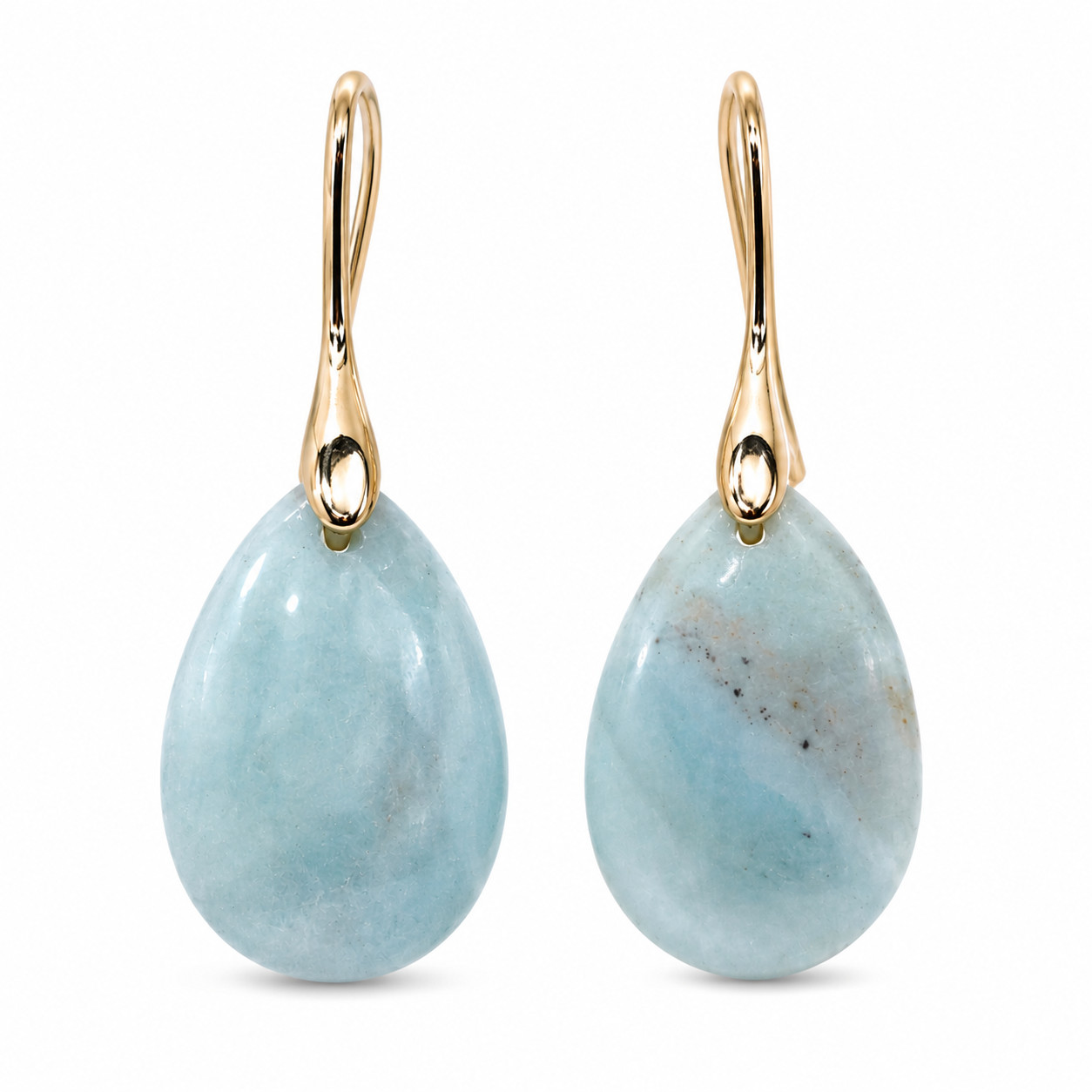 Natural Blue Stone Teardrop Dangle Earrings Gold Hook Women’s Jewelry