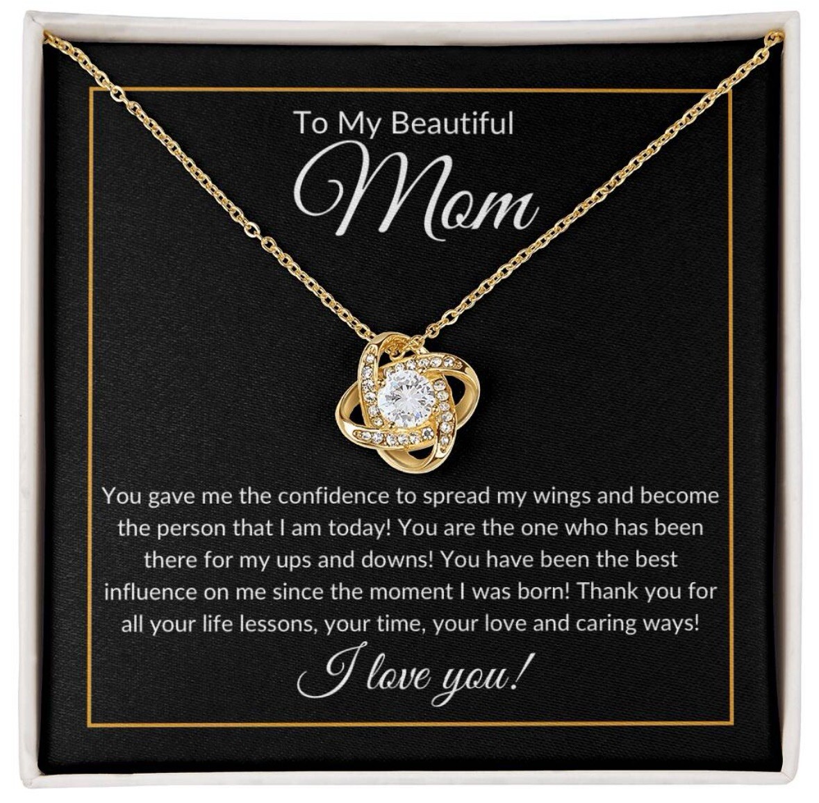 TO MY BEAUTIFUL MOM NECKLACE SOFT BOX GIFT HOLIDAY BIRTHDAY MOTHER’S DAY GIFT