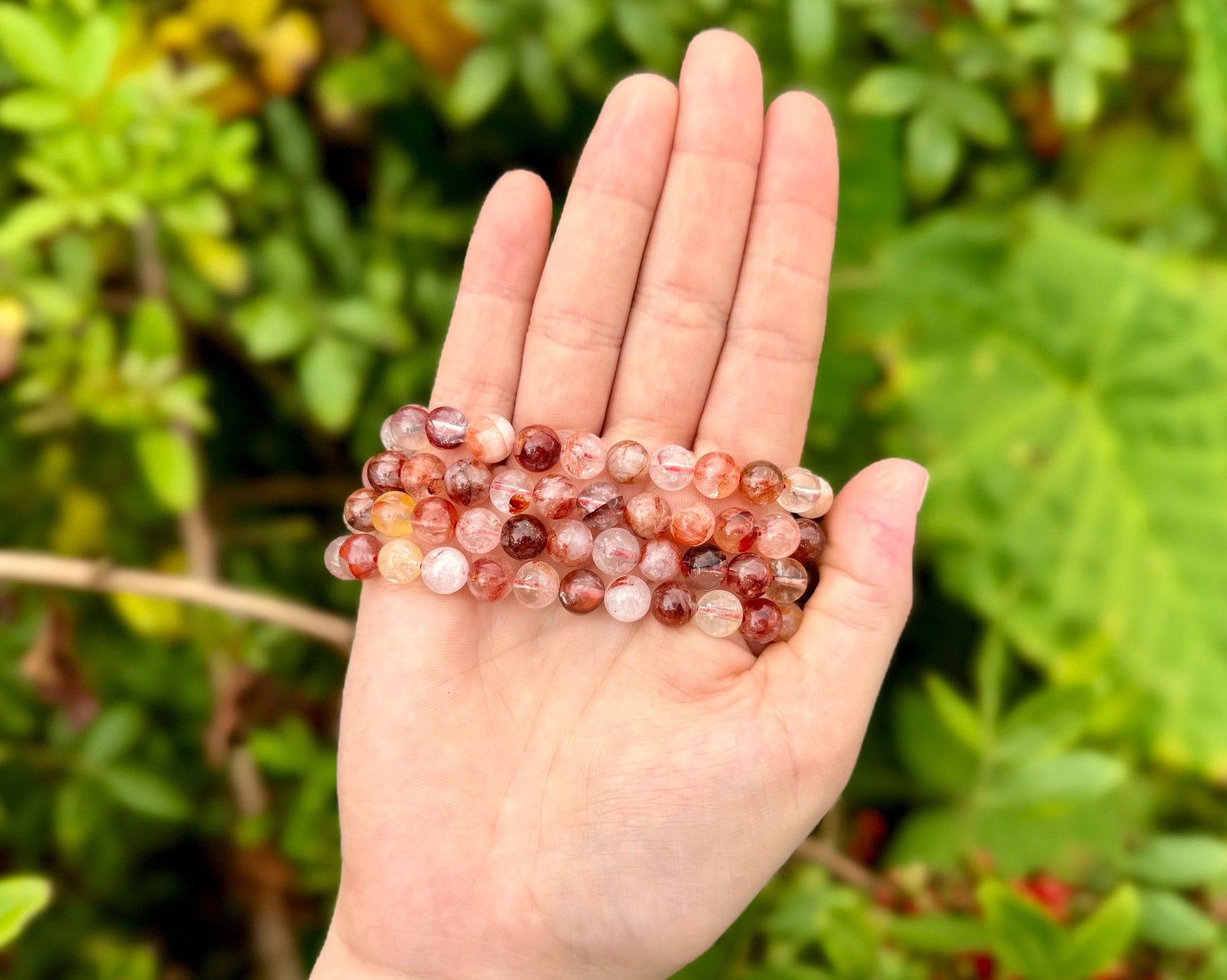 Fire Quartz Bead Bracelet – 8mm Crystal Bracelet – Genuine Gemstone Jewelry Gift