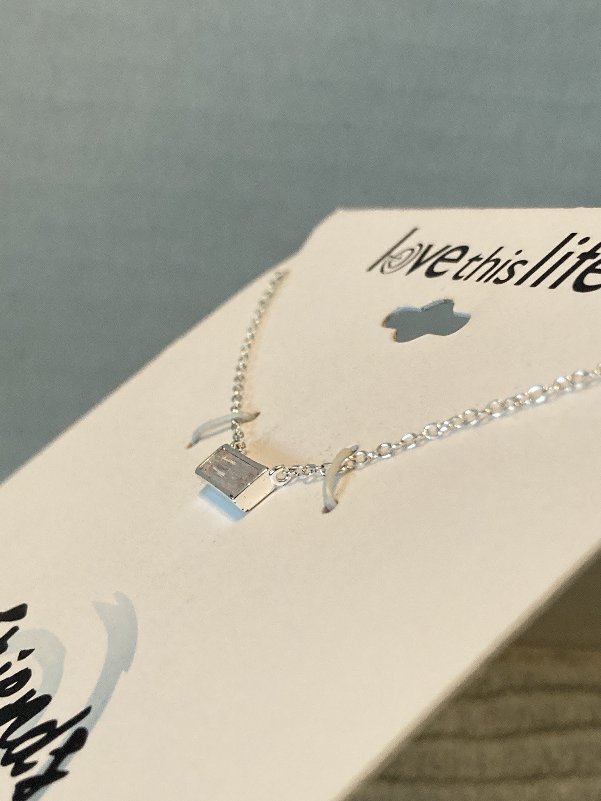 NEW Love this Life Friends Necklace Rhinestone Bar Sterling Silver 16”+2” Adjust