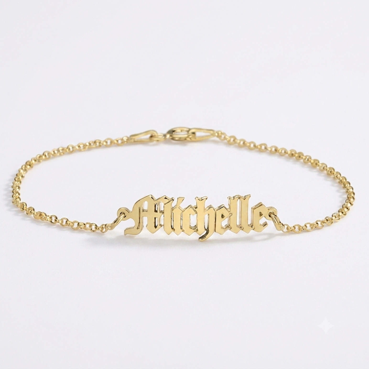 Custom Name Bracelet Old English Font Personalized Handmade Gift for Her