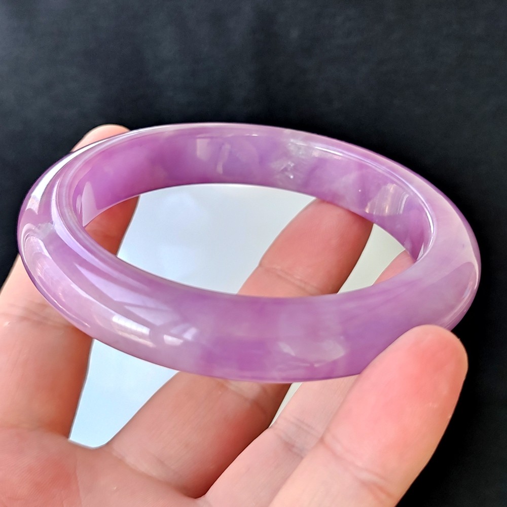 Certified Grade A 62mm Lavender Natural Burma Jade jadeite Bangle Bracelet 0441