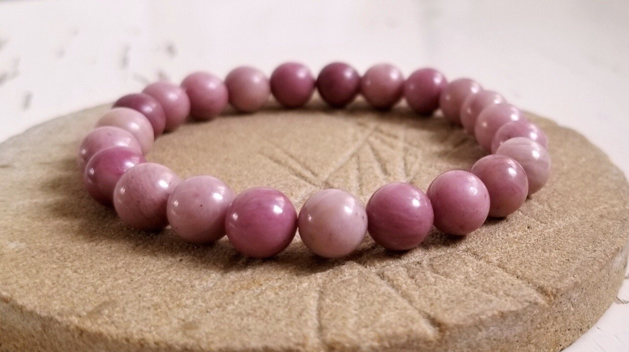 AAA Quality Natural Pink Rodonite Round Beaded Bracelet For Men and Women