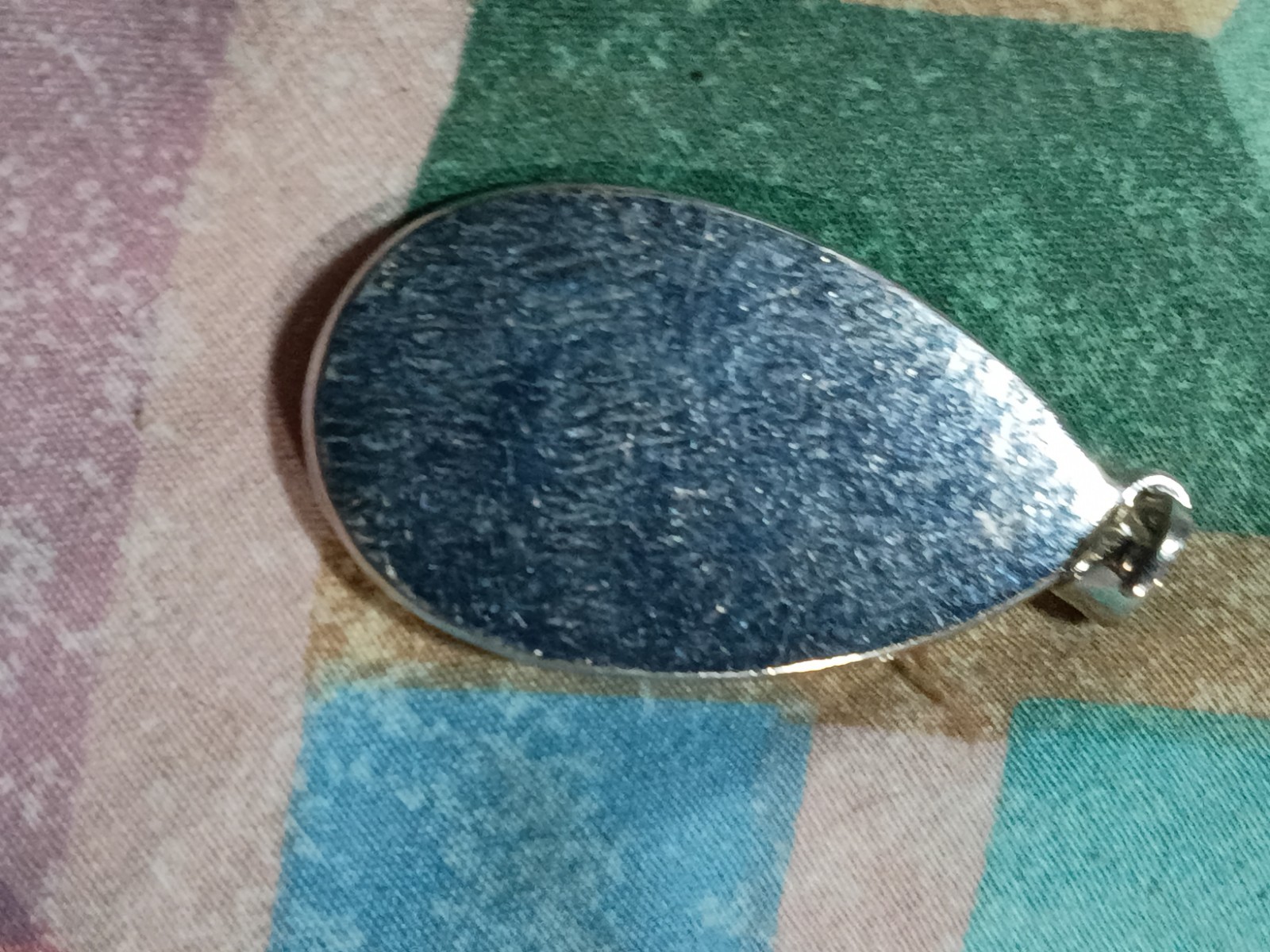 Silver Tone Teardrop Abalone Shell Inlay Charm Pendant Bezel Setting