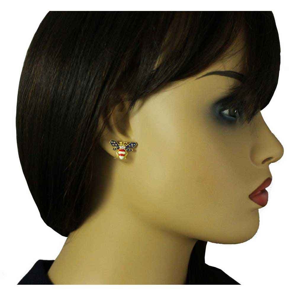 Patriotic Red White and Blue Bee Stud Pierced Earring – PRI172E