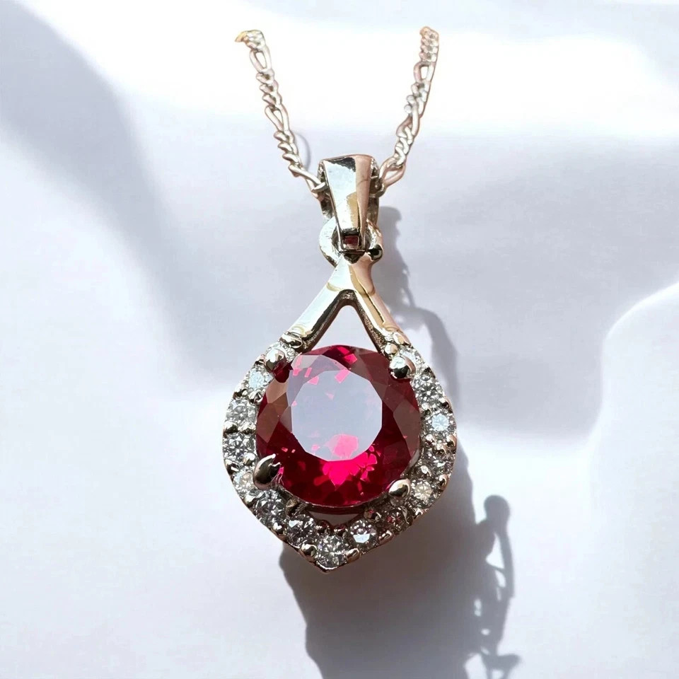 Certified 13 Ct Natural Red Ruby Loose Gemstone Pendant In 925 Silver