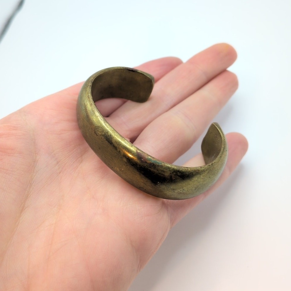Solid Heavy Wide Band Brass Open Cuff Bracelet Boho Classic XS/S