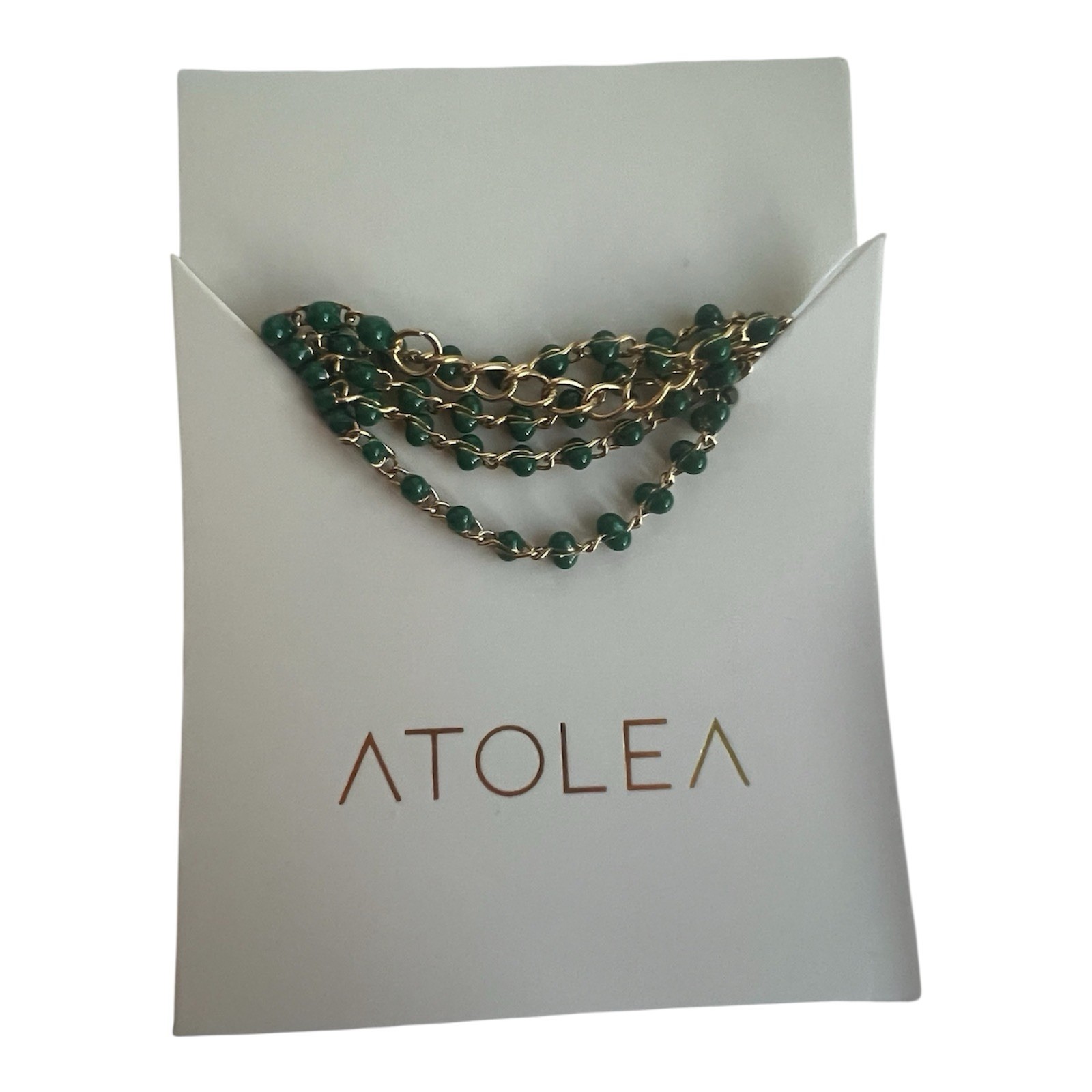 Atolea Raja Ampat Necklace Green Choker Gold Plated Waterproof