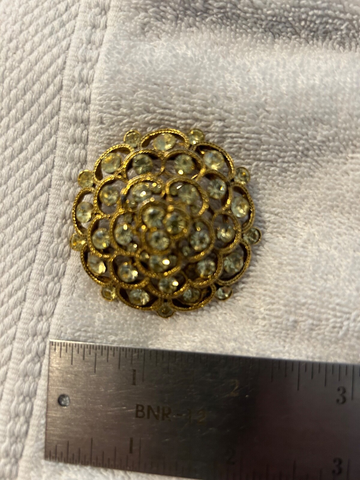 Vintage Yellow / Clear Rhinestone Pin