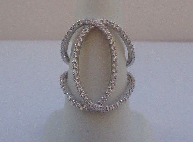 STERLING SILVER DESIGNERS RING W/ 2.50 CT LAB CREATED DIAMONDS /SIZE 5,6,7,8,9
