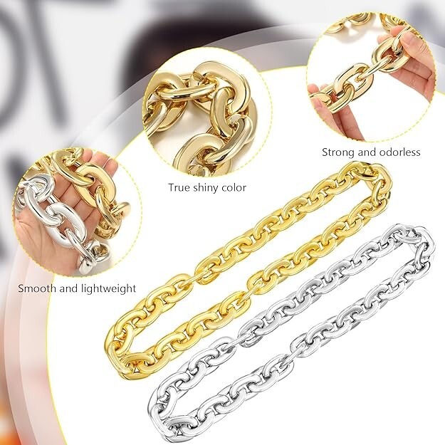 Hip Hop Large Thick Acrylic Plastic Cuban Link Chain Jewelry Necklace 32in 80cm