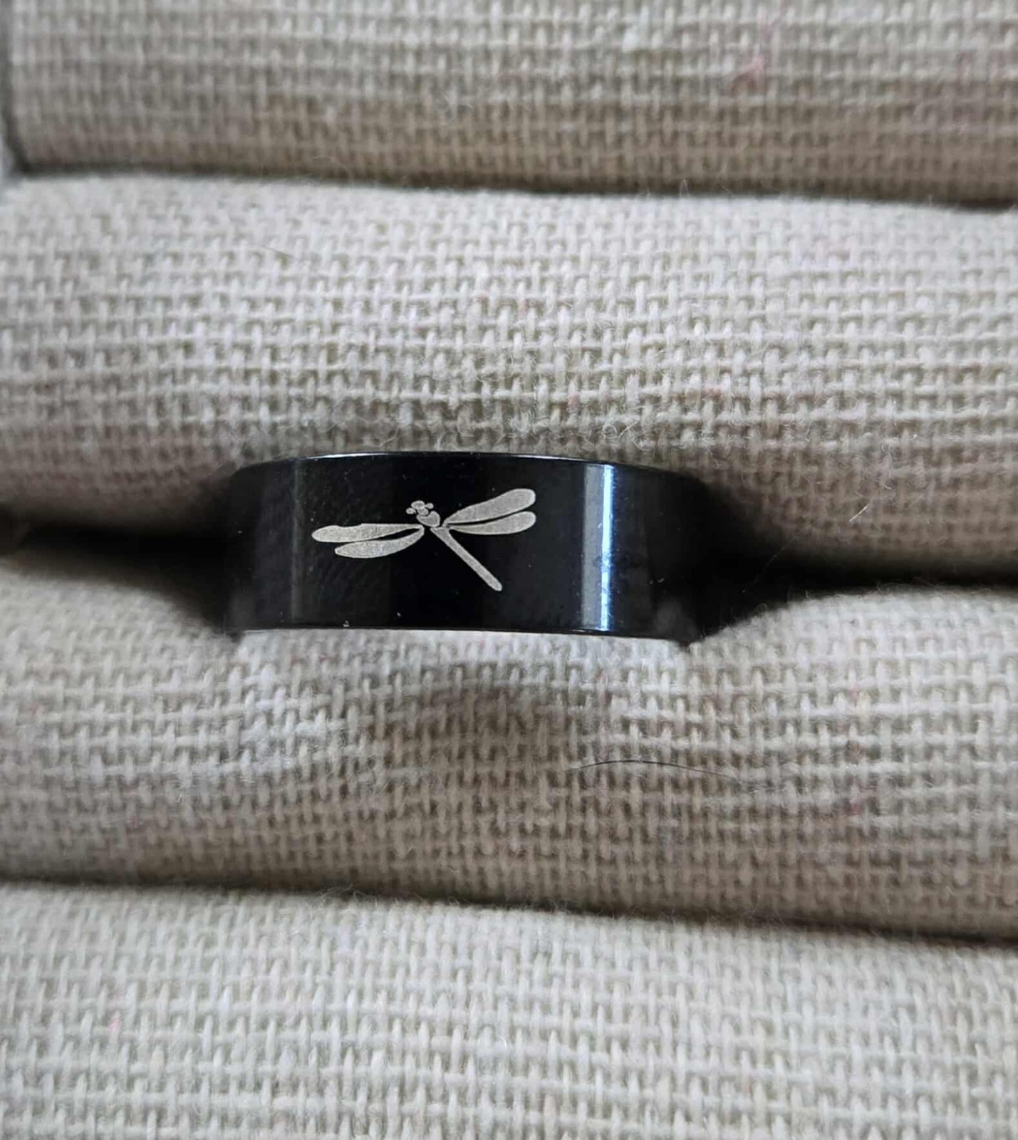 Black Titanium Dragonfly Band Ring Size 8 Women’s Band Next Day Shipping