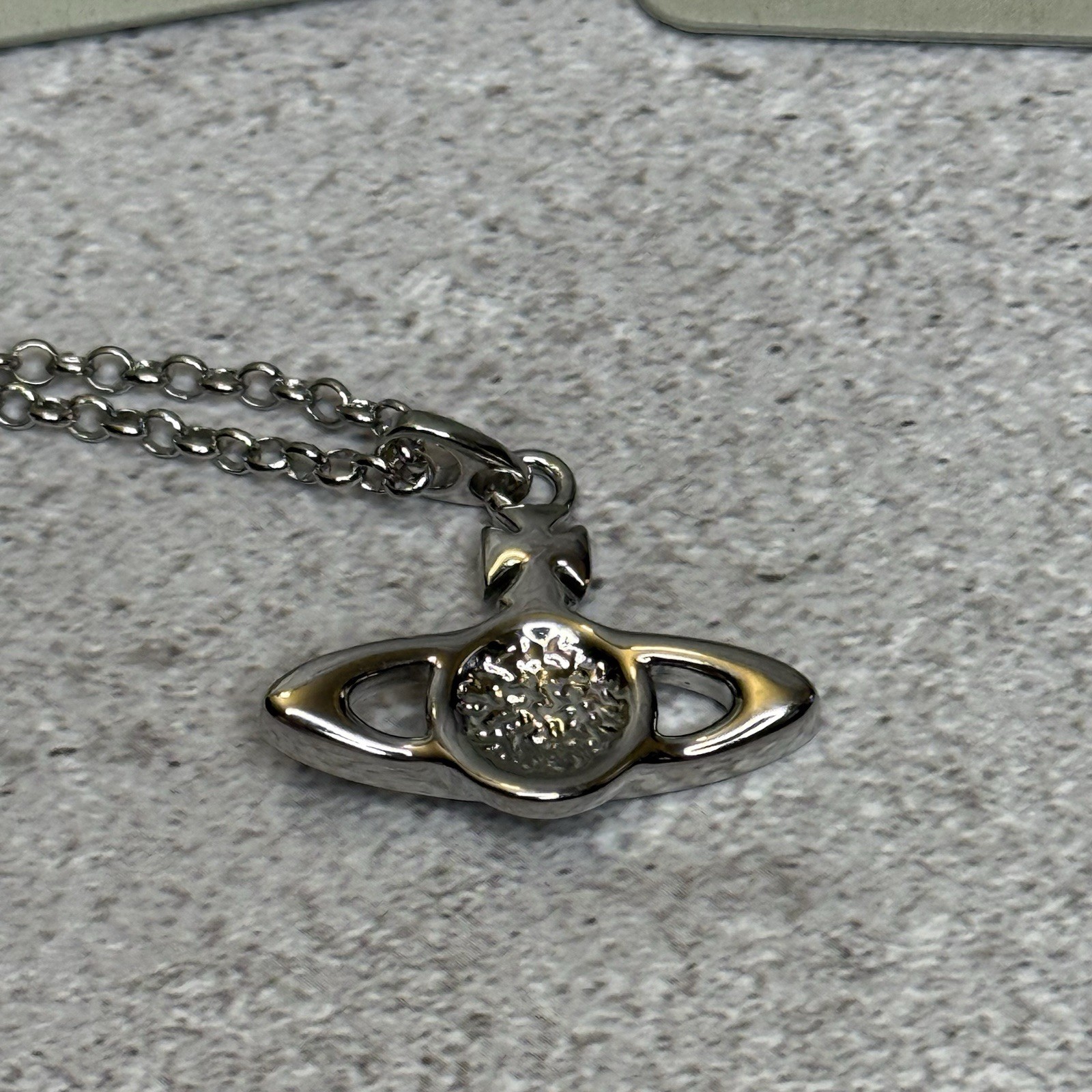 Used Vivienne Westwood Necklace Silver Mini Bas Relief WITH PACKAGING