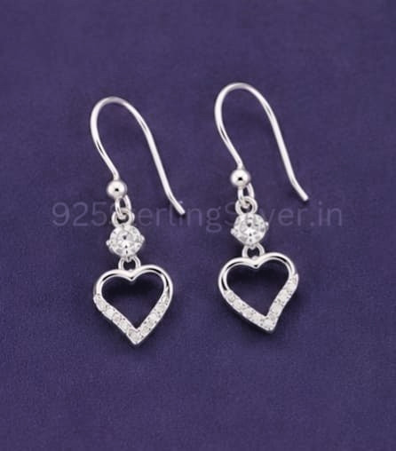 925 Sterling Silver Heart Drop Dangle Earrings CZ Women Gift Romantic Jewelry