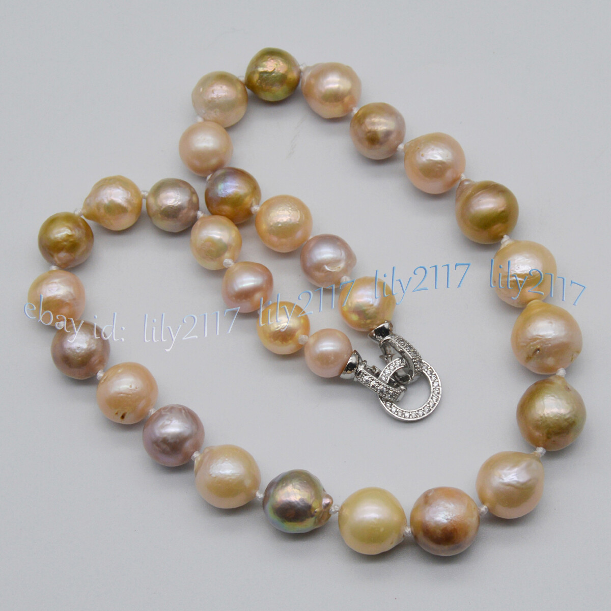 12-14mm Rare Natural Multicolor Baroque Keshi Edison Pearl Necklace 14-48”
