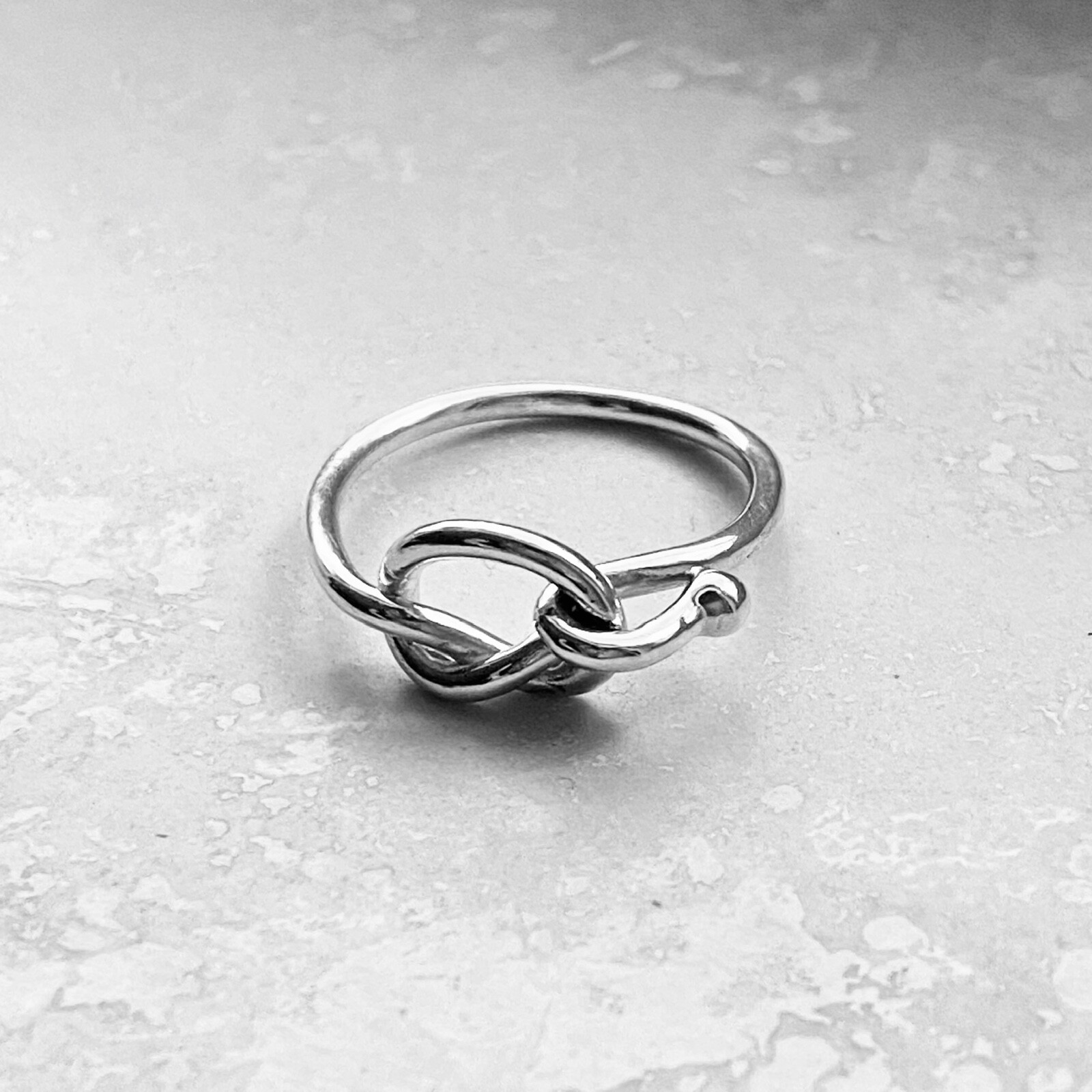 Sterling Silver Hooked Love Knot Ring, Silver Ring, Love Ring