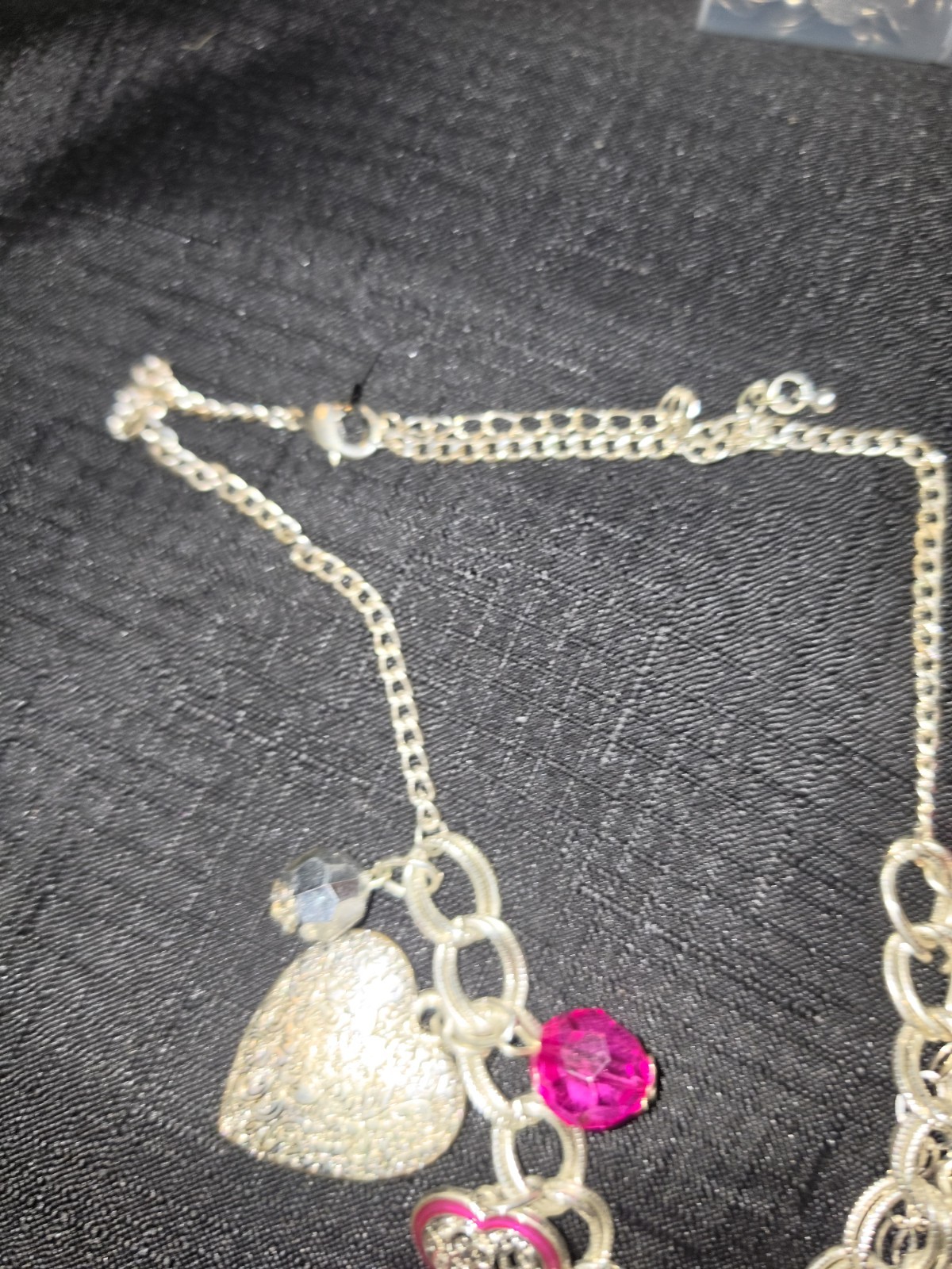 Silver Tone Heart Charm Chain Bracelet – Love & Hearts Lock & Key Theme
