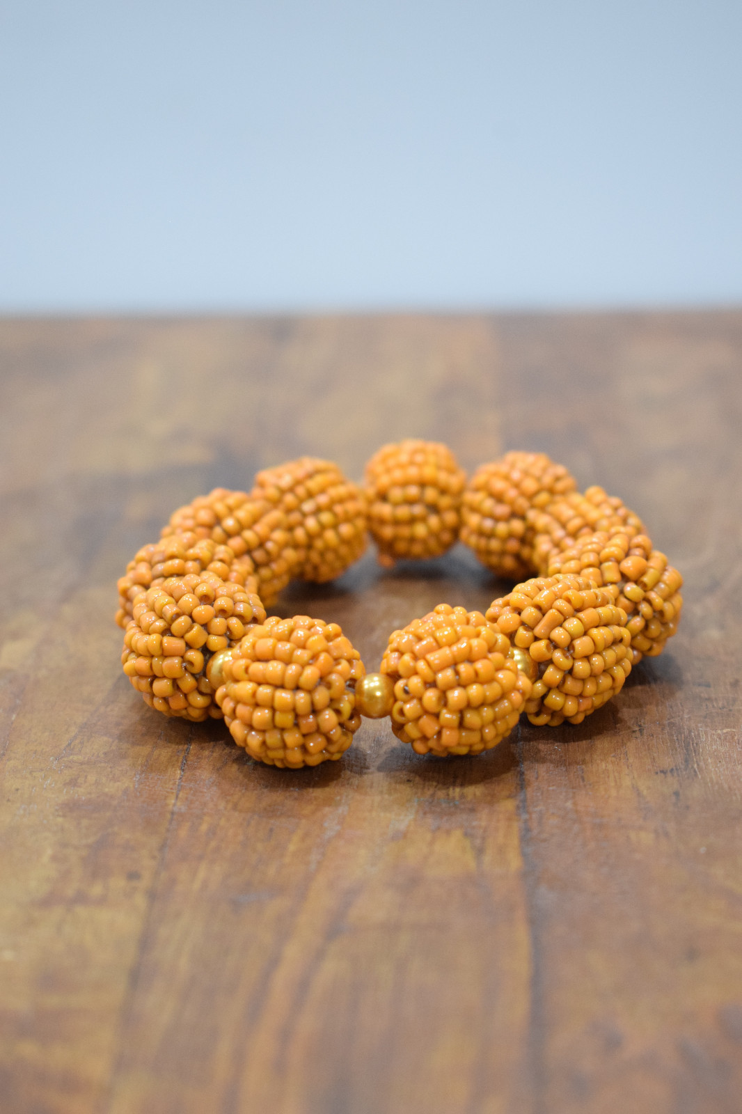 Bracelet Beaded Orange Elastic Bracelet