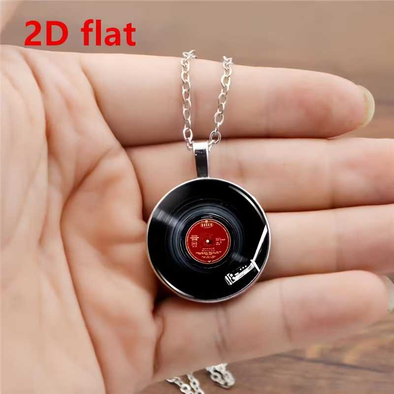 Vinyl Record Round Necklace Jewelry Music Player Pendant