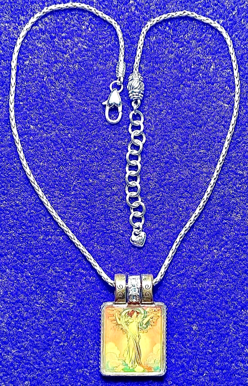 BRIGHTON MAY YOUR DREAMS TAKE FLIGHT CLEAR SWAROVSKI CRYS SLV+GLD NECKLC+TIN✨VTG