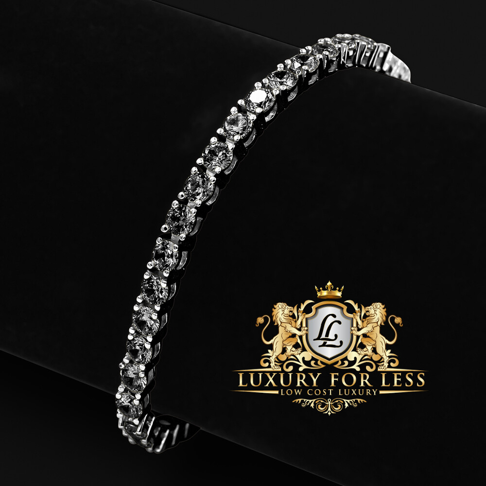 Black Gold Tone High Quality AAA+ Grade Simulated Diamond 1 Row Tennis Bracelet