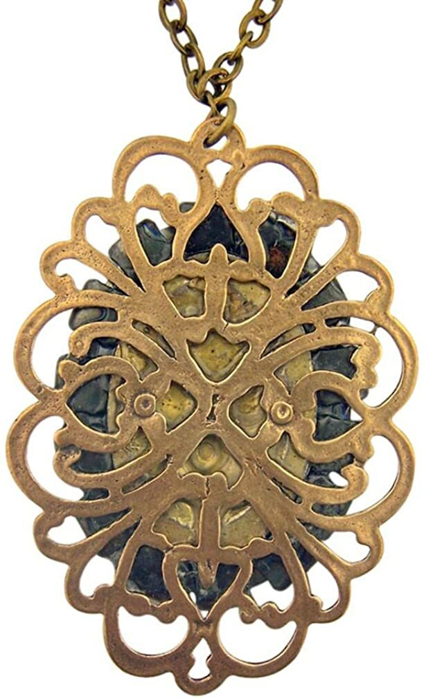 2 3/8 Inch Bronze Tone Filigree Miraculous Medal with 18 Inch Chain