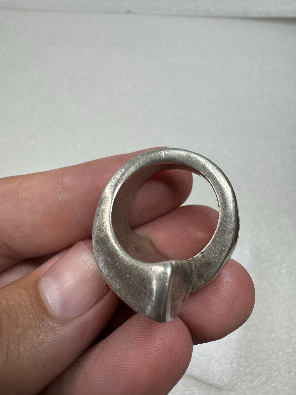Heavy Silver Uno De 50 Designer Brutalist Bypass Statement Ring Size 8