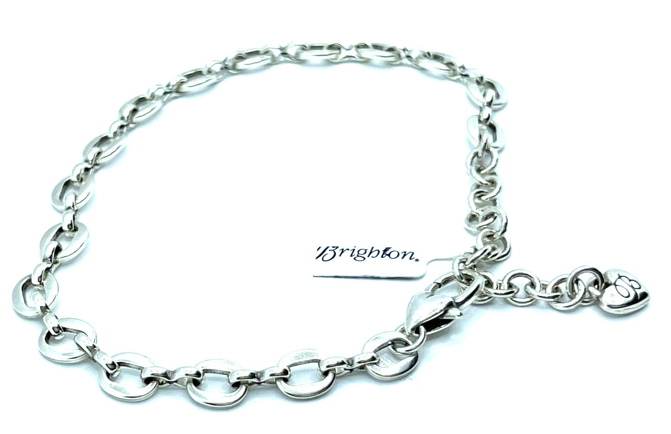 Brighton Delicate Oval Linked Chain Bracelet or Anklet Excellent Silver 10″ NWT