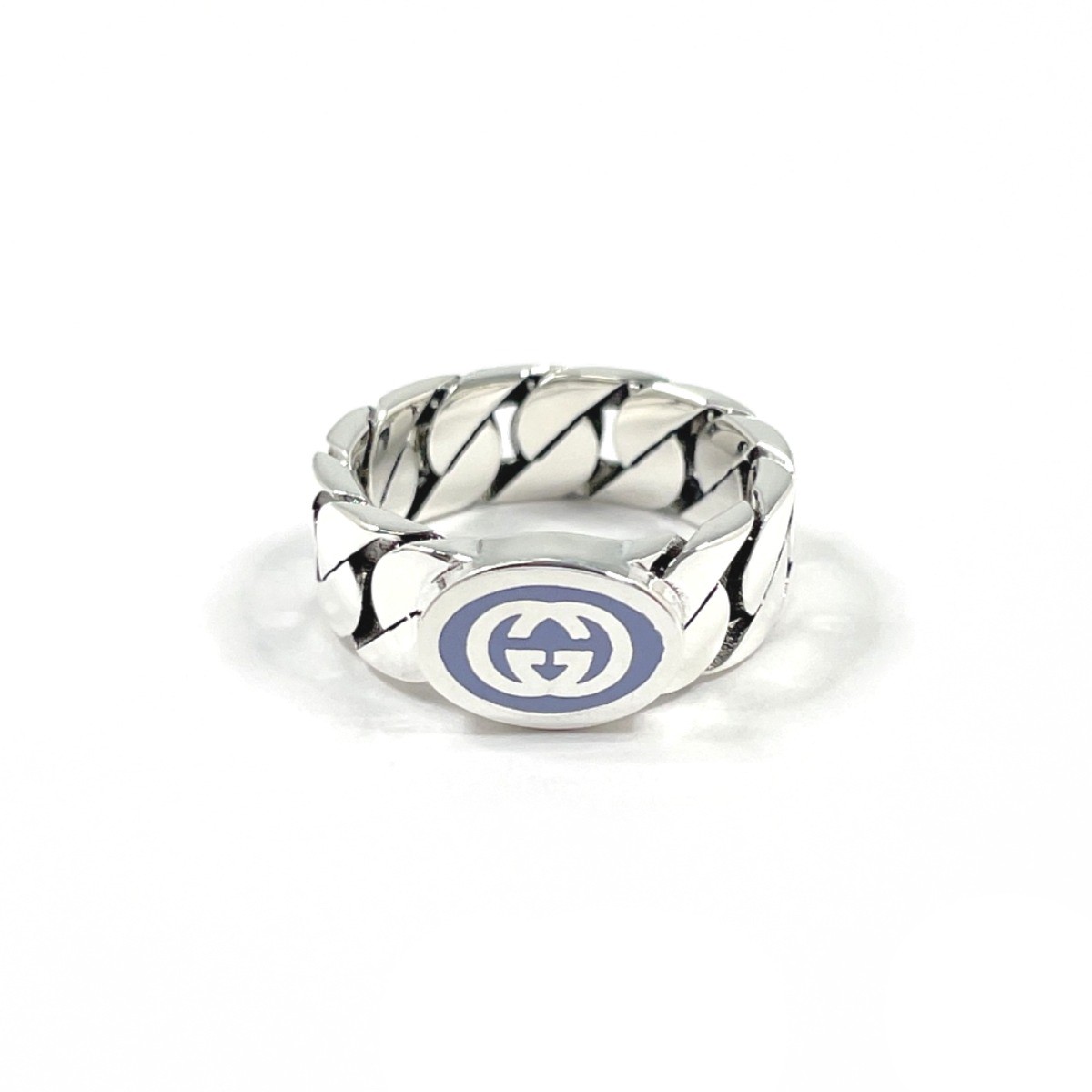 GUCCI Ring Interlocking G Silver925/enamel Silver/Light purple US 5(US Size)