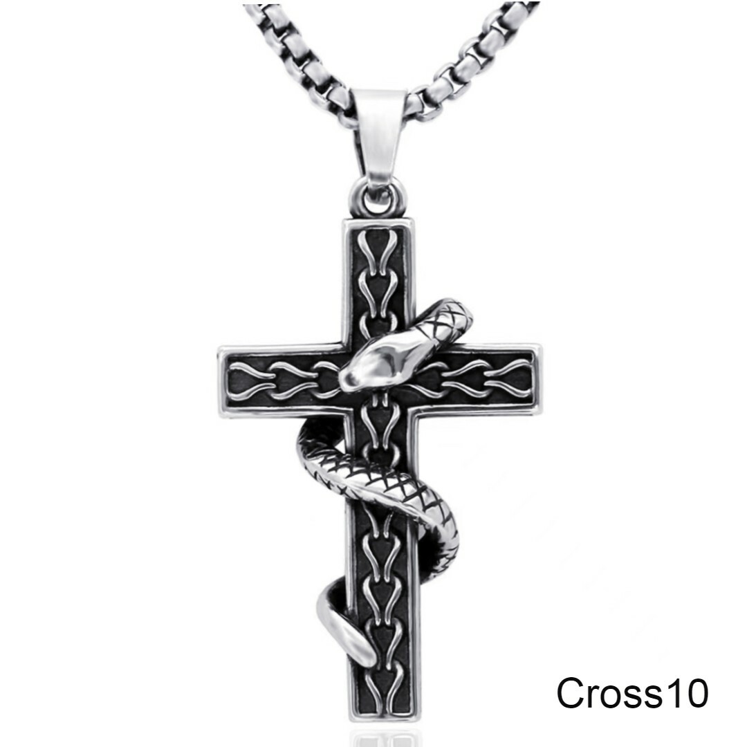 Men Cross Pendant Necklace Religious Christian Jewelry Stainless Steel Chain 24″