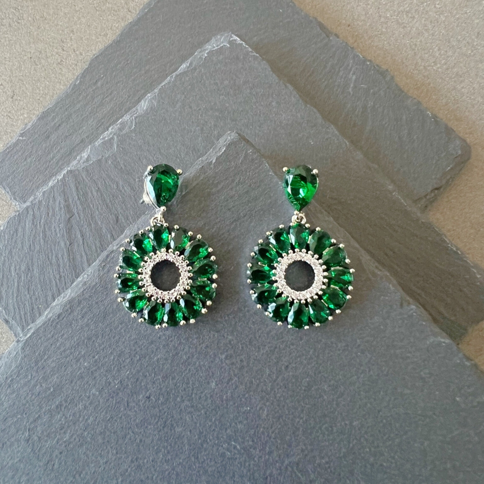 Zircon Earrings Green Zircon Earrings Dangle Earrings Small Earrings for Women