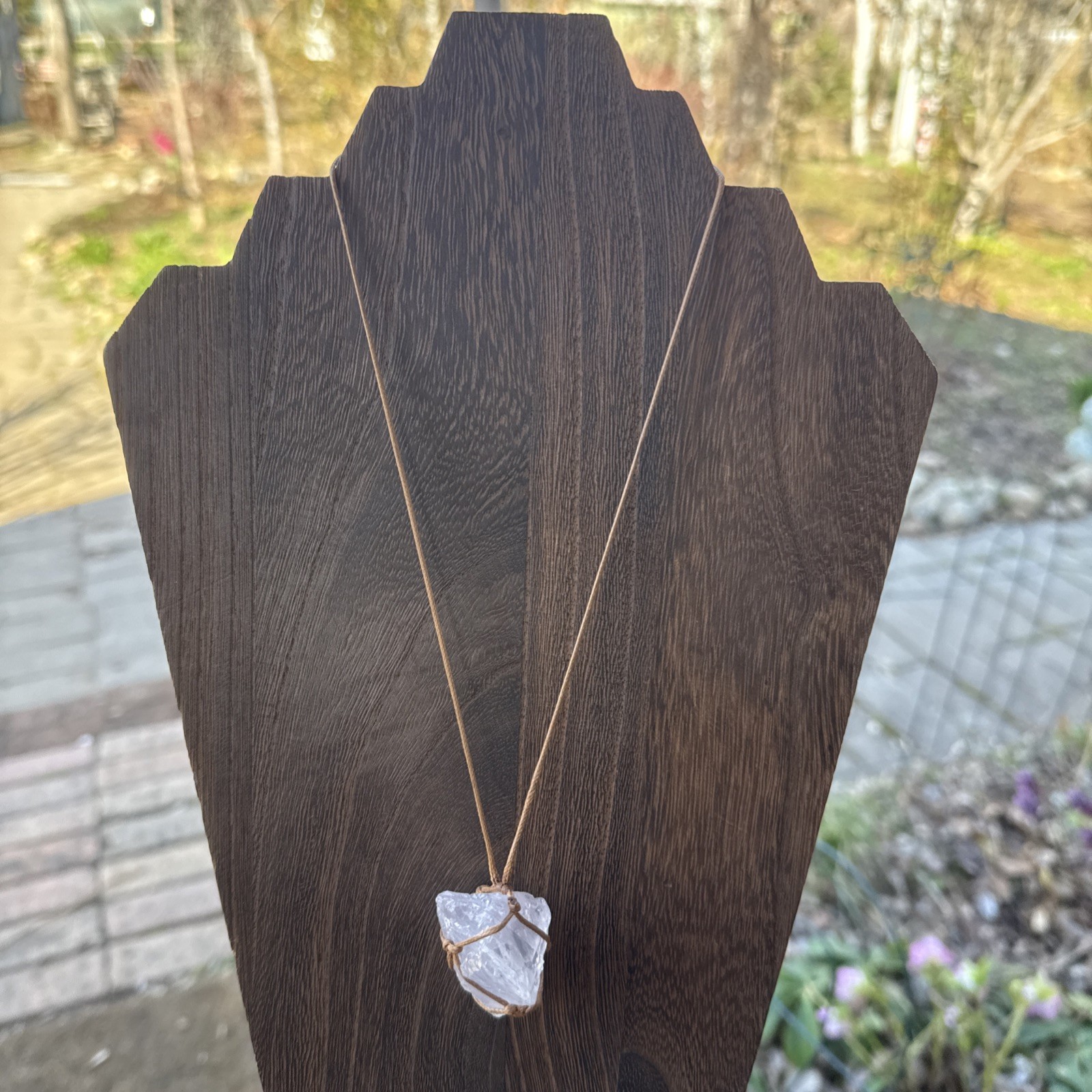 Artisan Made Quartz Stone Cord Wrapped Boho Nature Vibes Raw Beauty Necklace