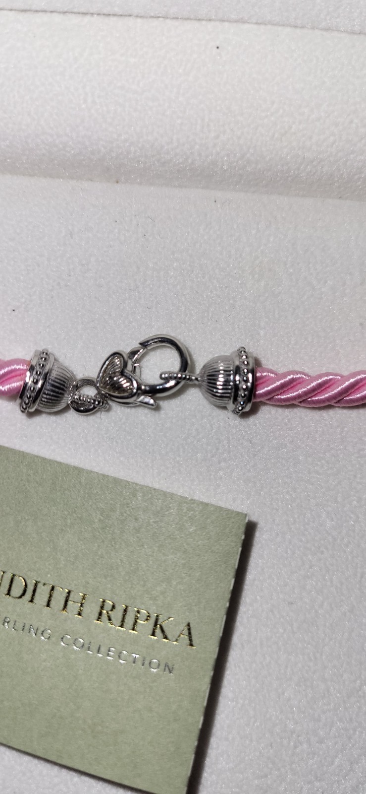 925 S.S. Vntg Pink Heart Cubic Zirconia Pendant Rope Necklace By Judith Ripka!!!
