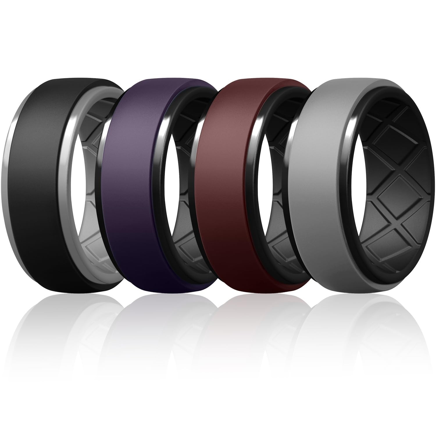 Silicone Rings for Men, Rubber Wedding Bands for Him, 10.5Mm Wide 2.8Mm Thick, B