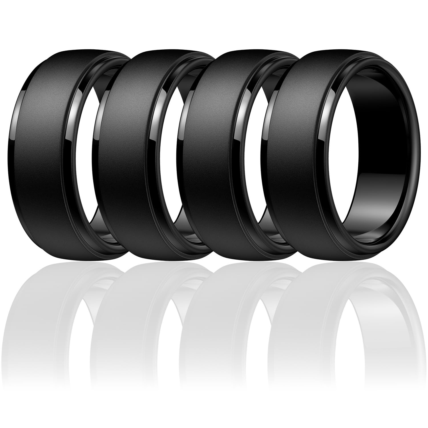 Egnaro Men’s Silicone Wedding Rings: 9.5-10, SETA-Black,Black,Black,Black
