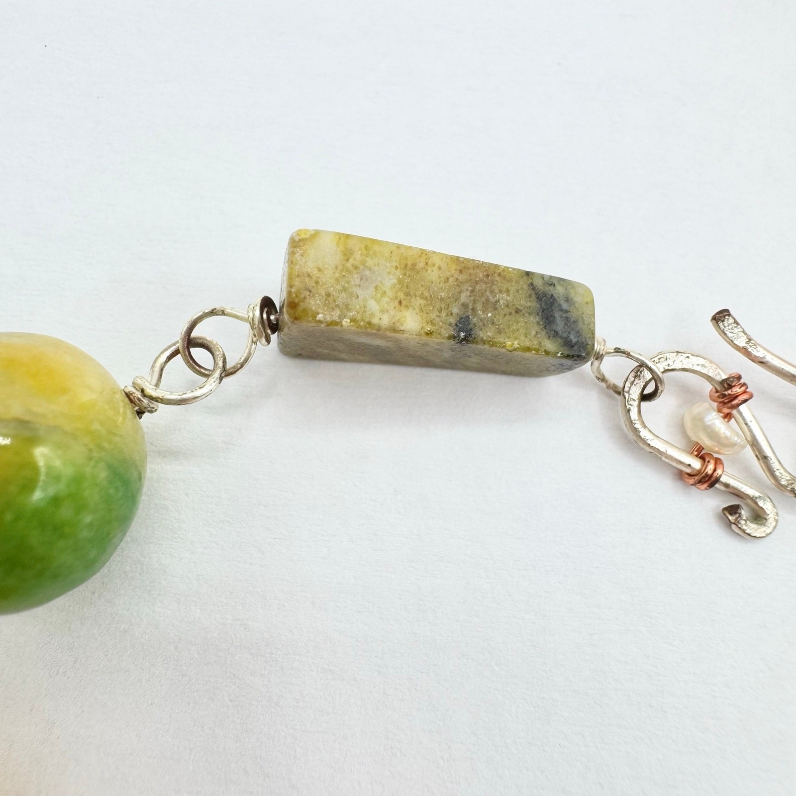 Handmade Gemstone Bead Wirework Bracelet Colorful Mixed Metal 6 3/4” Rockhound