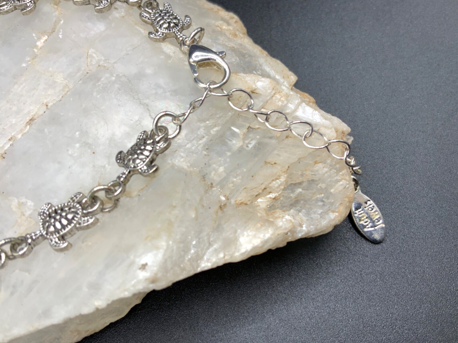 3D Turtle Link Bracelet Silver tone ca 9” Lengths Stamped ‘Adult Jewels’ Animal