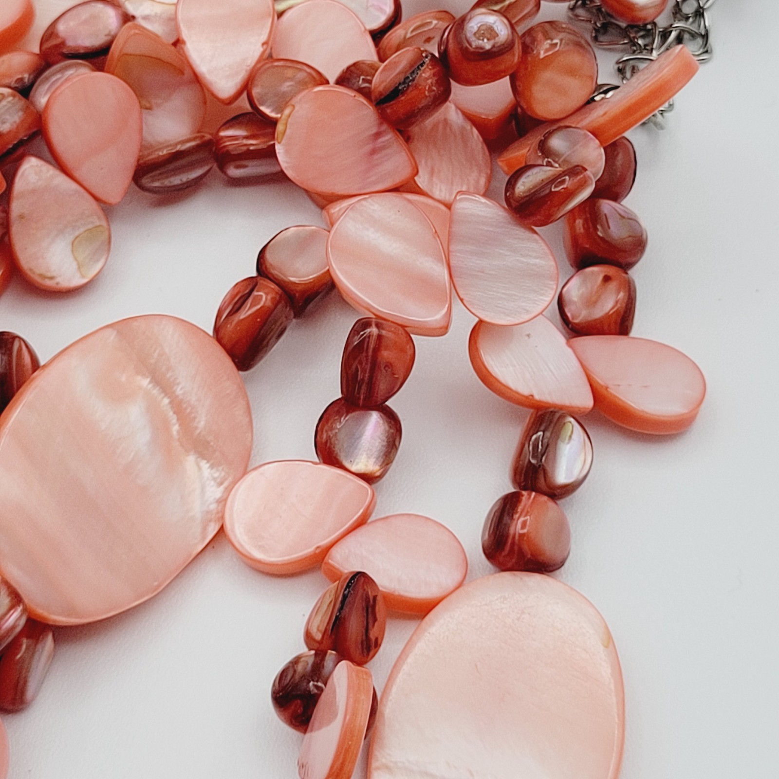 Multilayer Pink Shell Bib Necklace Artsy Beach Boho Vacation Cruise Statement