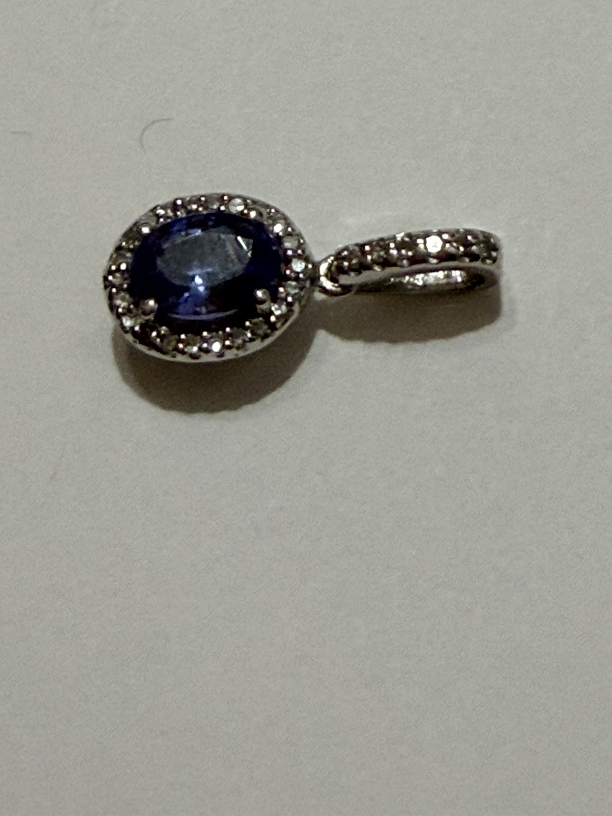 Tanzanite Effy Estate 14k White Gold Diamond Halo Stamped BH Oval Cut Pendant