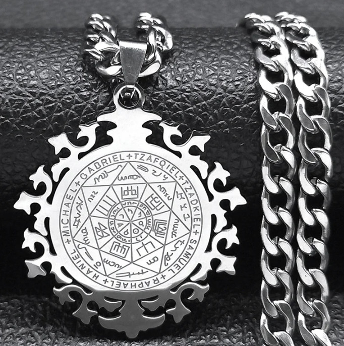 Seals of the Seven Archangels Necklace Stainless Steel Pendant Christian Saints