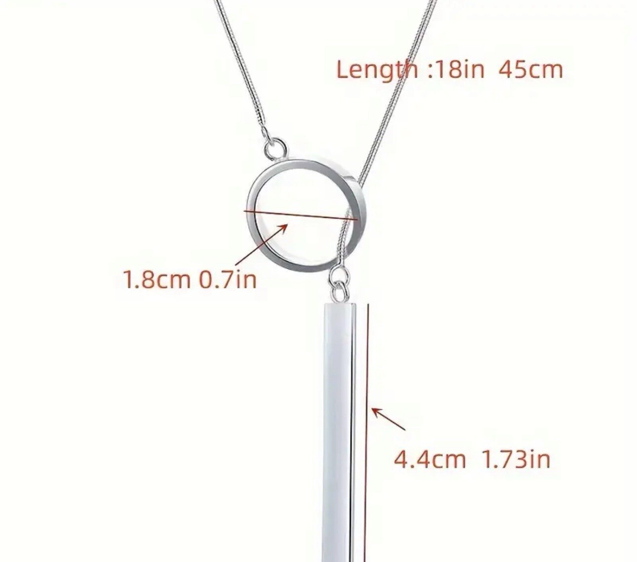 Beautiful Silver Adjustable Bar Over Ring Necklace Womens Size M Casual Formal
