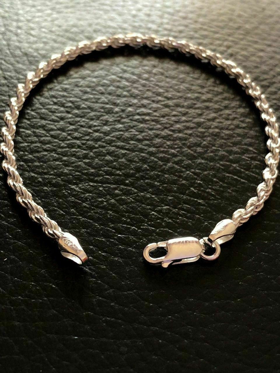 Women’s Solid 925 Sterling Silver Thin Rope Bracelet 7” Made In Italy