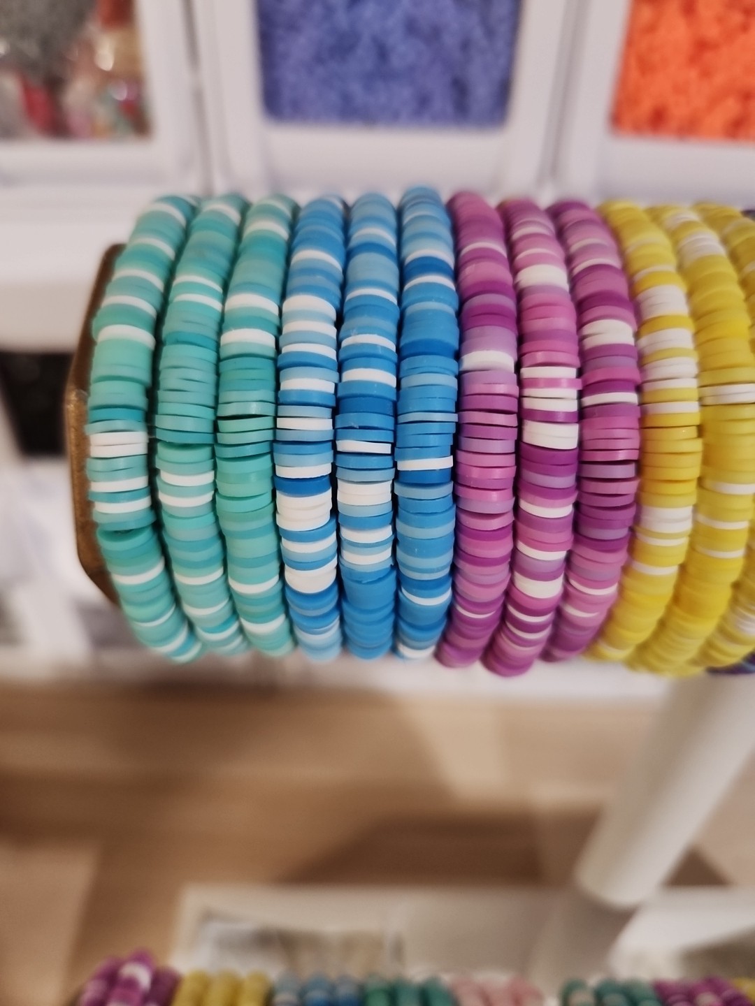 Lot of 5 handmade multicolor Polymer Clay Bead Different Colors