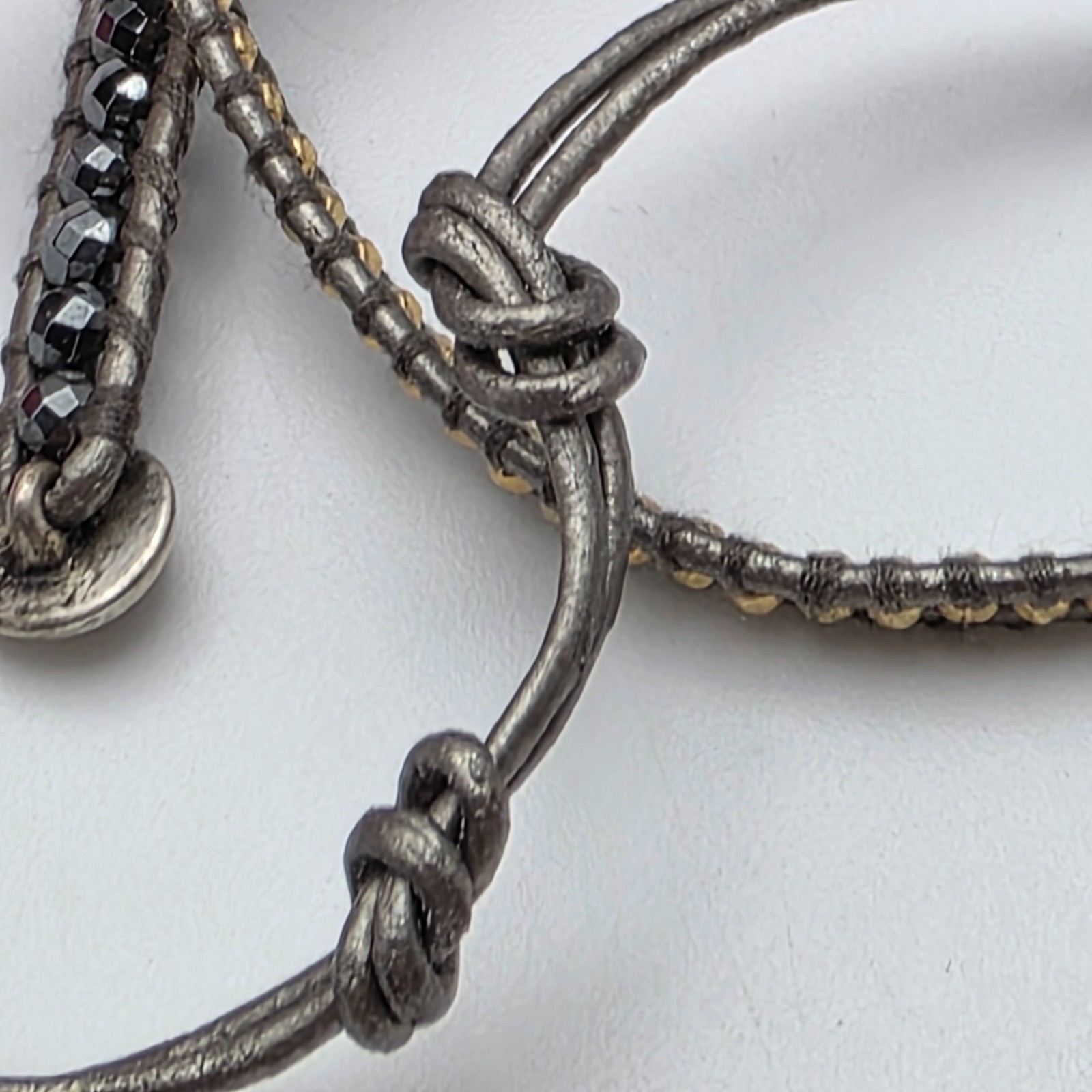 Lizou Bullet Wrap Bracelet Hematite Crystal Gray 35in Adjustable Toggle