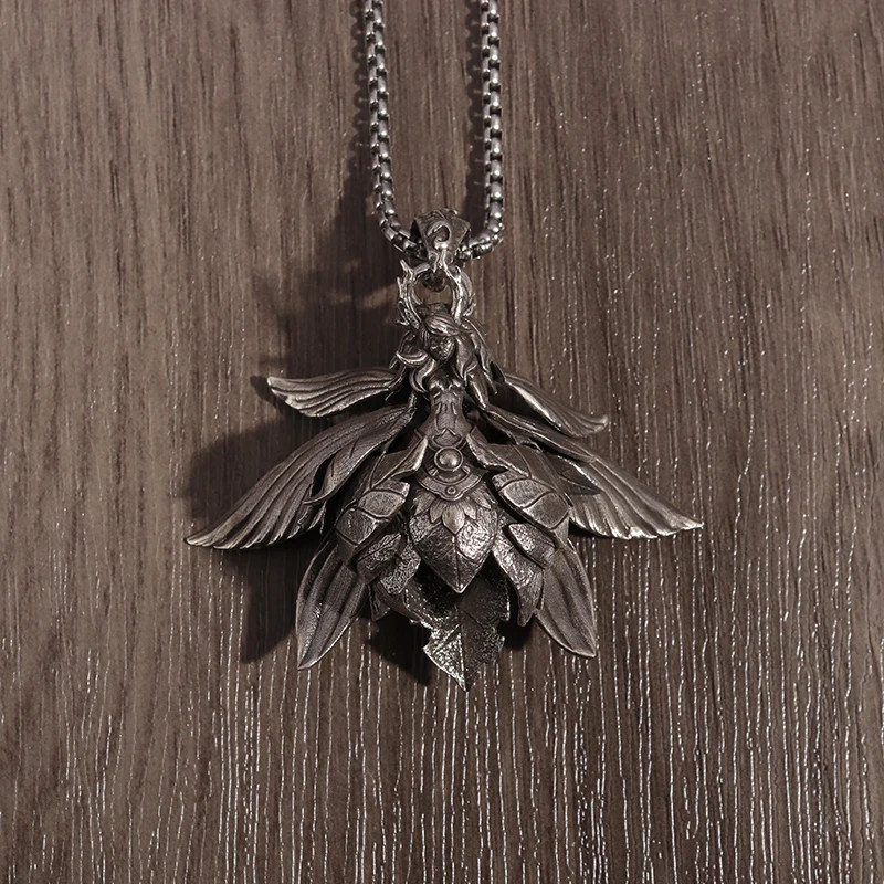 Flower Fairy Jewelry Vintage Silvery Sexy Fairy Tale Angel Pendant Necklace