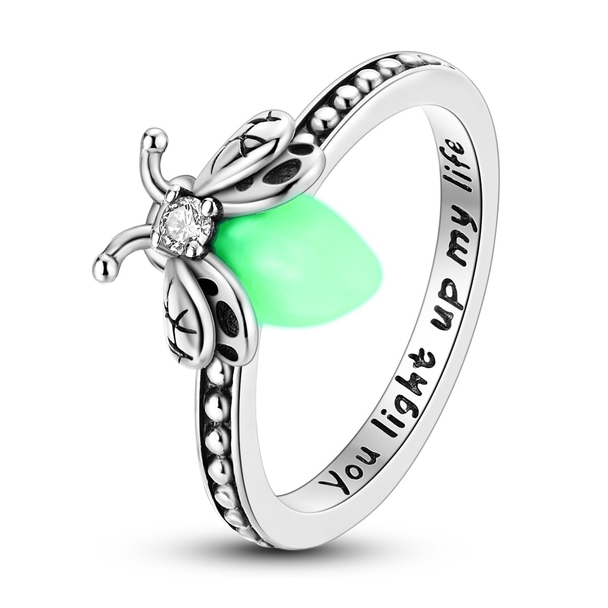 LAZA 925 Sterling Silver Luminous Firefly Finger Ring AAA CZ Women Jewelry