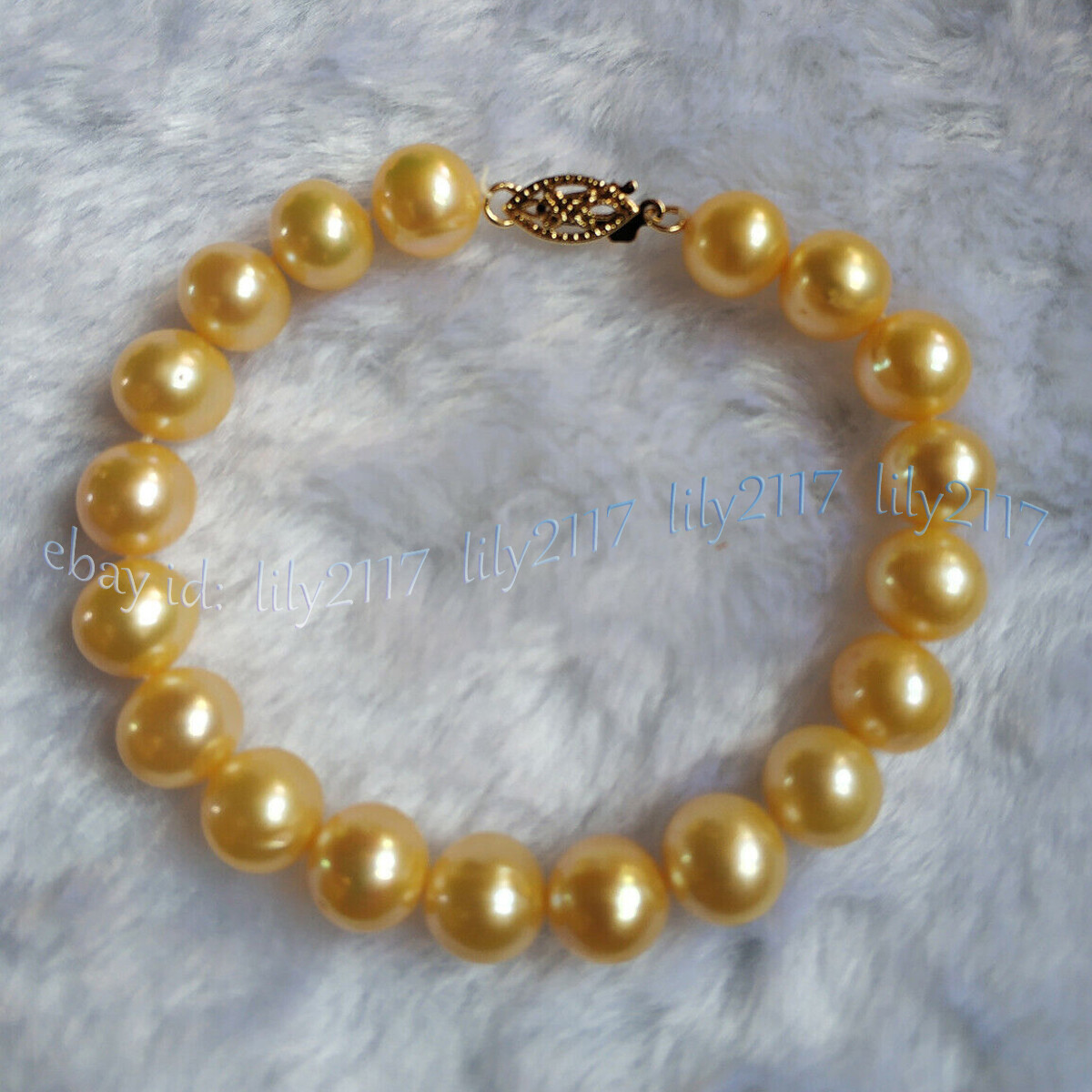 9-10mm Real Natural South Sea Round Gold Pearl Bracelet 7.5-8 inch 14k clasp